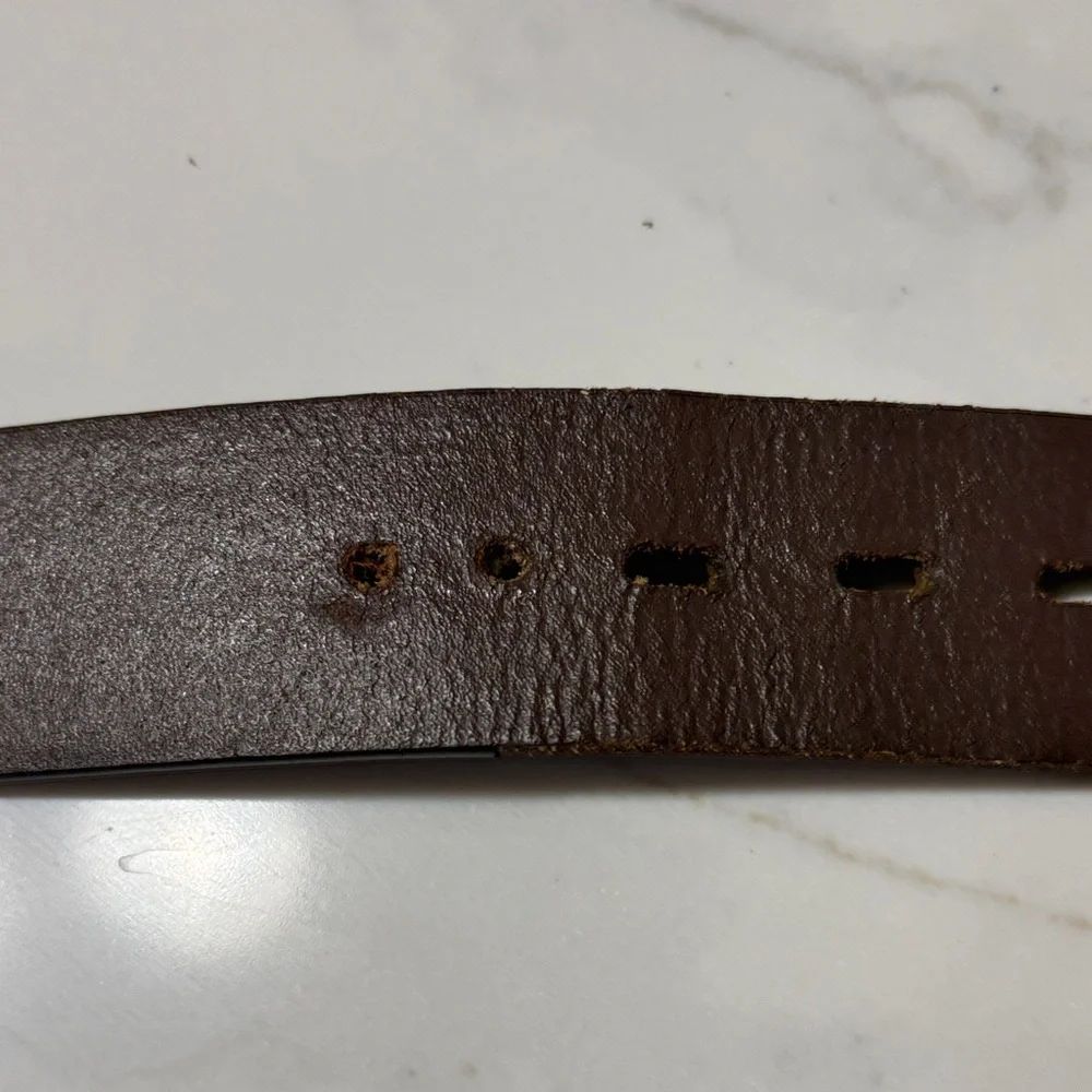 Wrangler Dark Brown Leather Belt with Gold Buckle